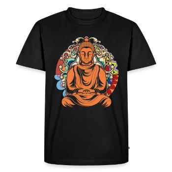Yoga Méditation Bouddhisme Mandala Bouddha - T-shirt Premium bio Homme - noir - Devant - Nico (187cm)