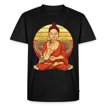 Bouddha rétro - T-shirt Premium bio Homme - noir - Devant - Nico (187cm)