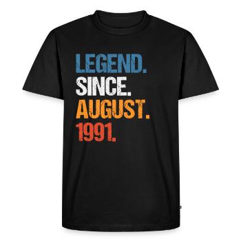 Légende depuis août 1991 Anniversaire - T-shirt Premium bio Homme - noir - Devant - Nico (187cm)