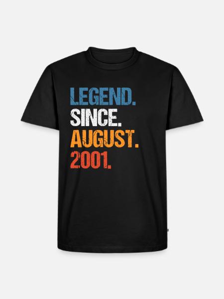 Legend Since August 2001 Birthday - Men's Premium Organic T-Shirt - black