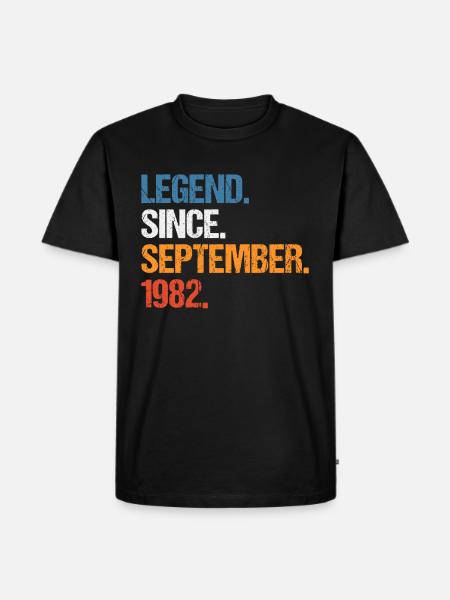 Legend Since September 1982 Birthday - Men's Premium Organic T-Shirt - black