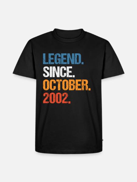 Legend Since October 2002 Birthday - Men's Premium Organic T-Shirt - black