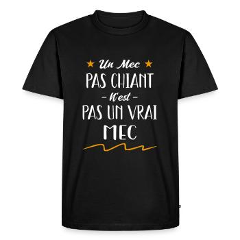 un mec pas chiant n'est pas un vrai mec - T-shirt Premium bio Homme - noir - Devant - Nico (187cm)