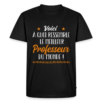 le meilleur professeur du monde - T-shirt Premium bio Homme - noir - Devant - Nico (187cm)