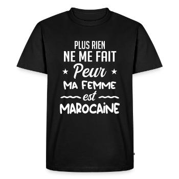 Rien ne me fait peur ma femme est Marocaine - T-shirt Premium bio Homme - noir - Devant - Nico (187cm)