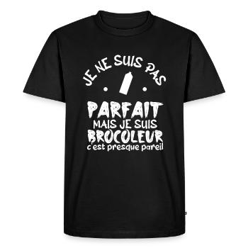 pas parfait mais je suis bricoleur ! - T-shirt Premium bio Homme - noir - Devant - Nico (187cm)