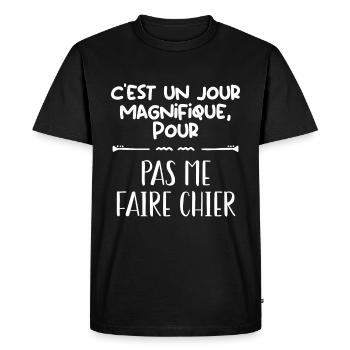 J'aime pas les gens !! - T-shirt Premium bio Homme - noir - Devant - Nico (187cm)