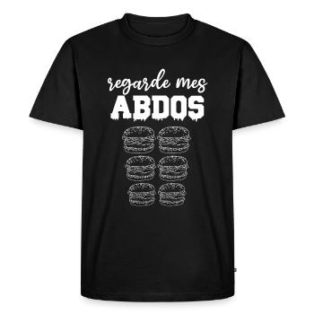 Regarde mes abdos burger cadeau bouffe - T-shirt Premium bio Homme - noir - Devant - Nico (187cm)