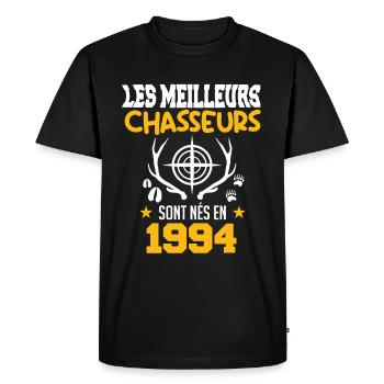 Chasseur | Anniversaire chasseur 1994 - T-shirt Premium bio Homme - noir - Devant - Nico (187cm)