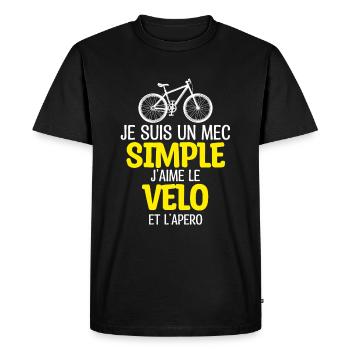 Mec simple - vélo - T-shirt Premium bio Homme - noir - Devant - Nico (187cm)