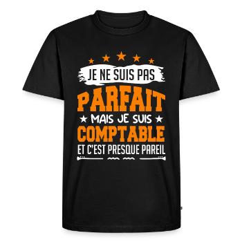 je ne suis pas parfait COMPTABLE | comptable - T-shirt Premium bio Homme - noir - Devant - Nico (187cm)
