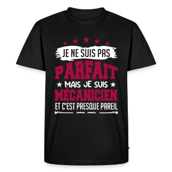 Je ne suis pas parfait je suis mécanicien humour ! - T-shirt Premium bio Homme - noir - Devant - Nico (187cm)
