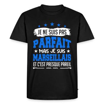 Je ne suis pas parfait mais je suis Marseillais - T-shirt Premium bio Homme - noir - Devant - Nico (187cm)