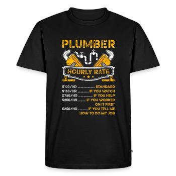 Plumber Hourly Rate Sink Tools Maintenance Worker - Men's Premium Organic T-Shirt - black - Front - Nico (187cm)