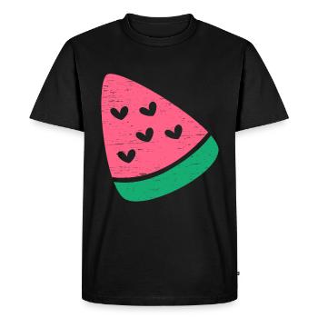 Heart Watermelon Summer Fruit Seedless Berry - Men's Premium Organic T-Shirt - black - Front - Nico (187cm)