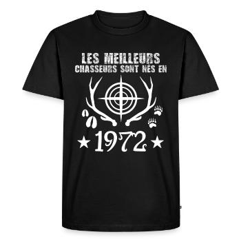 Chasseur | Anniversaire chasseur 1972 - T-shirt Premium bio Homme - noir - Devant - Nico (187cm)