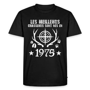 Chasseur | Anniversaire chasseur 1975 - T-shirt Premium bio Homme - noir - Devant - Nico (187cm)