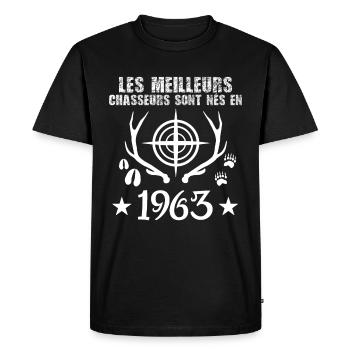 Chasseur | Anniversaire chasseur 1963 - T-shirt Premium bio Homme - noir - Devant - Nico (187cm)