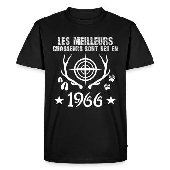 Chasseur | Anniversaire chasseur 1966 - T-shirt Premium bio Homme - noir - Devant - Nico (187cm)