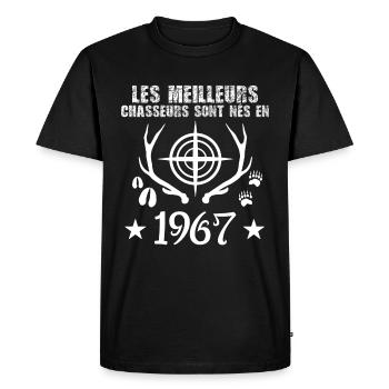 Chasseur | Anniversaire chasseur 1967 - T-shirt Premium bio Homme - noir - Devant - Nico (187cm)