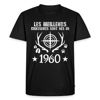 Chasseur | Anniversaire chasseur 1960 - T-shirt Premium bio Homme - noir - Devant - Nico (187cm)