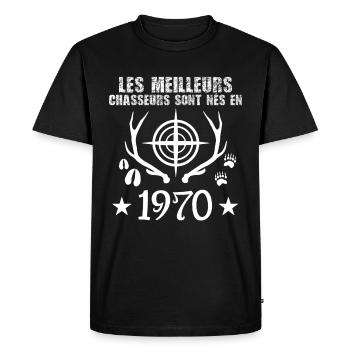 Chasseur | Anniversaire chasseur 1970 - T-shirt Premium bio Homme - noir - Devant - Nico (187cm)