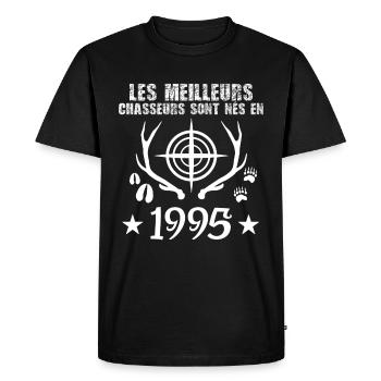Chasseur | Anniversaire chasseur 1995 - T-shirt Premium bio Homme - noir - Devant - Nico (187cm)