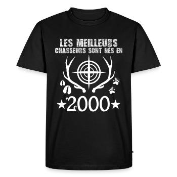 Chasseur | Anniversaire chasseur 2000 - T-shirt Premium bio Homme - noir - Devant - Nico (187cm)