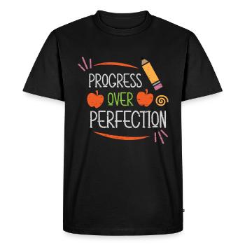 Progress Over Perfection University Students - Men's Premium Organic T-Shirt - black - Front - Nico (187cm)