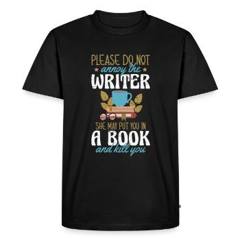 S’il vous plaît ne pas ennuyer l’écrivain romans livre de l’écrivain - T-shirt Premium bio Homme - noir - Devant - Nico (187cm)