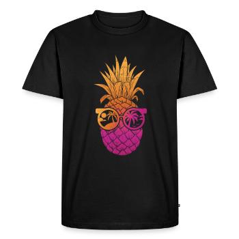 Summer Tie-Dye Pineapple Hawaiian Summer Tropical - Men's Premium Organic T-Shirt - black - Front - Nico (187cm)