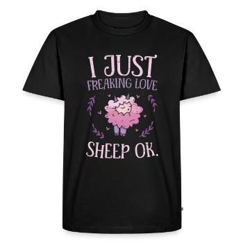 I Just Freaking Love Sheep Ok - Men's Premium Organic T-Shirt - black - Front - Nico (187cm)