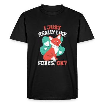 I Just Really Like Foxes Ok for a Carnivore Animal - Men's Premium Organic T-Shirt - black - Front - Nico (187cm)