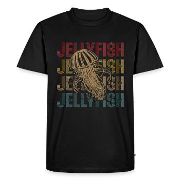 Retro Jellyfish Underwater Sea Animal Lover - Men's Premium Organic T-Shirt - black - Front - Nico (187cm)