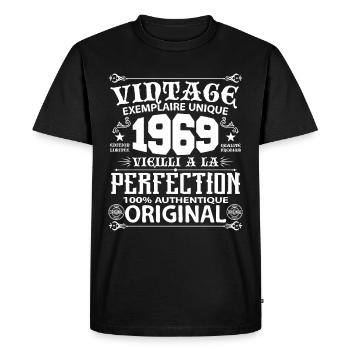 1969 Vintage Anniversaire 1969 exemplaire unique - T-shirt Premium bio Homme - noir - Devant - Nico (187cm)
