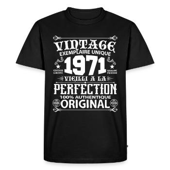 1971 Vintage Anniversaire 1971 exemplaire unique - T-shirt Premium bio Homme - noir - Devant - Nico (187cm)