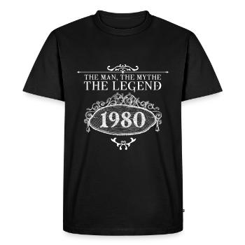 1980 | Vintage Legend since 1980 birthday - Men's Premium Organic T-Shirt - black - Front - Nico (187cm)