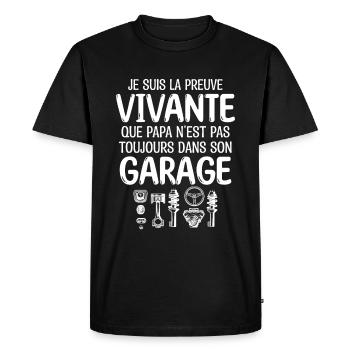 Mécano Garagiste preuve Vivante - cadeau Garagiste - T-shirt Premium bio Homme - noir - Devant - Nico (187cm)