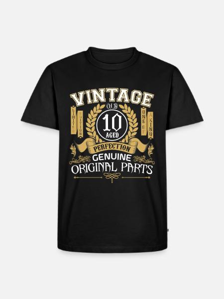 Vintage 10 år – fødselsdagsgave 10 år - Herre Premium økologisk T-shirt - sort