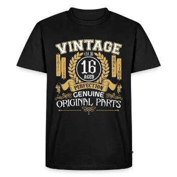 Vintage 16 years - birthday gift 16 years - Men's Premium Organic T-Shirt - black - Front - Nico (187cm)