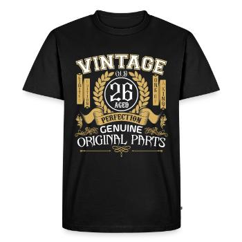 Vintage 26 ans - cadeau d'anniversaire 26 ans - T-shirt Premium bio Homme - noir - Devant - Nico (187cm)