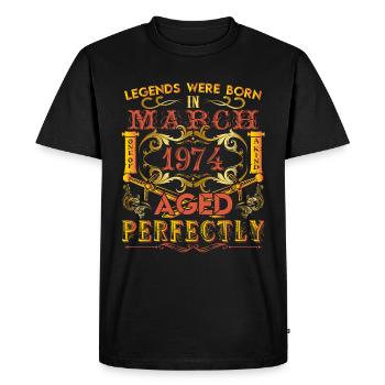 March 1974 - birthday 1974 legends were born. - T-shirt Premium bio Homme - noir - Devant - Nico (187cm)