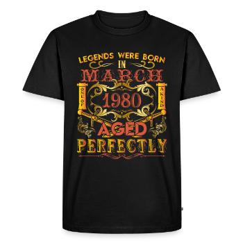 March 1980 - birthday 1980 legends were born. - T-shirt Premium bio Homme - noir - Devant - Nico (187cm)
