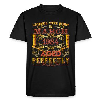 March 1984 - birthday 1984 legends were born. - T-shirt Premium bio Homme - noir - Devant - Nico (187cm)