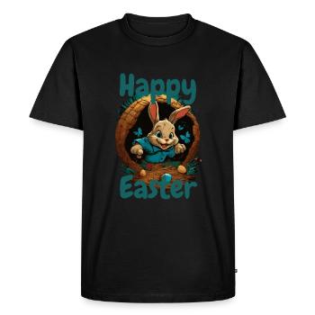 joyeuses Pâques Lapin de Pâques dans le panier de Pâques Lapin Pâques - T-shirt Premium bio Homme - noir - Devant - Nico (187cm)