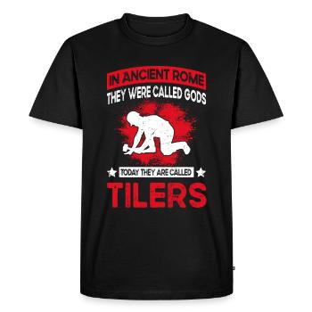 Funny tiling & tiling - Men's Premium Organic T-Shirt - black - Front - Nico (187cm)