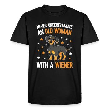 Maman teckel mignonne - T-shirt Premium bio Homme - noir - Devant - Nico (187cm)