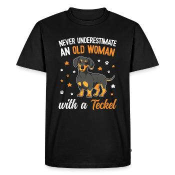 Maman teckel mignonne - T-shirt Premium bio Homme - noir - Devant - Nico (187cm)