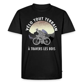Vélo tout terrain à travers les bois - T-shirt Premium bio Homme - noir - Devant - Nico (187cm)