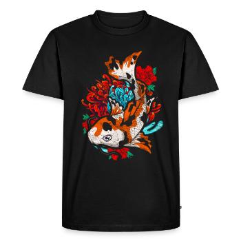 Koi Fish Farmer Cadeau Koi Carpe Koi colorée - T-shirt Premium bio Homme - noir - Devant - Nico (187cm)